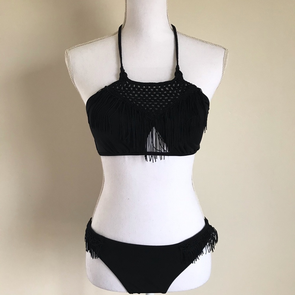 VS black fringe bikini - top S bottom M